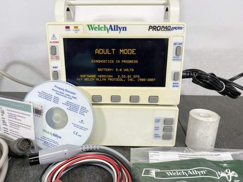 Picture of the screen for Welch Allyn 206EL Propaq Encore Vital Signs Monitor With Accessories