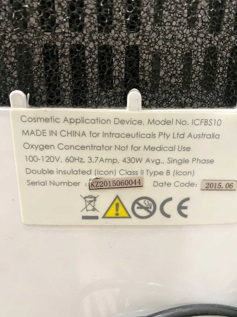 Picture of the label for 2015 Intraceuticals Oxygen Facial with model number