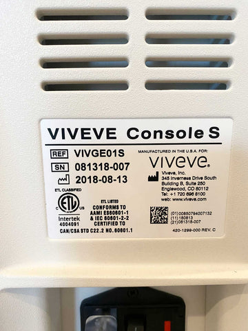 Picture of the label for 2018 Viveve Console S Vaginal Rejuvenation