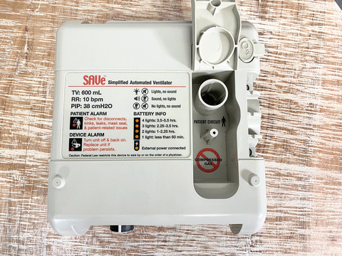 Picture of the AutoMedx SAVe Simplified Automated Ventilator