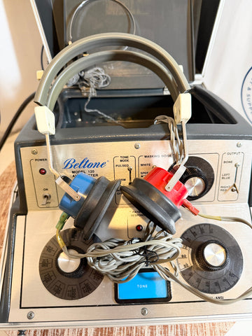 Beltone 120 Audiometer with headphones attached