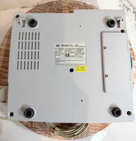 The underside of a CardioCare cardiac machine.