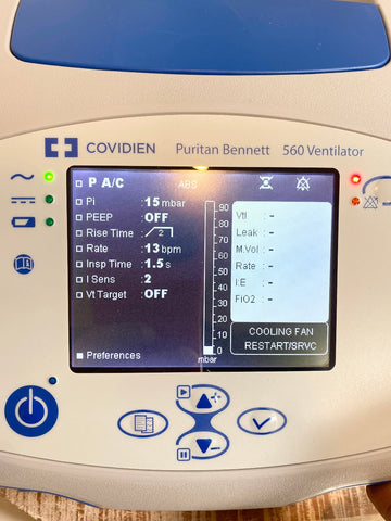 Detailed screen picture of Covidien Puritan Bennett 560 Ventilator