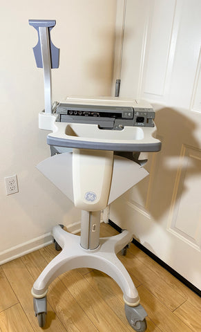 GE Medical MAC 5500 EKG Machine with wheels back view.