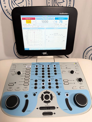 GSI AudioStar Pro Clinical Audiometer  control panel with digital display and various buttons