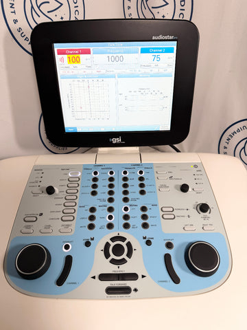 GSI AudioStar Pro Clinical Audiometer  control panel with digital display and various buttons