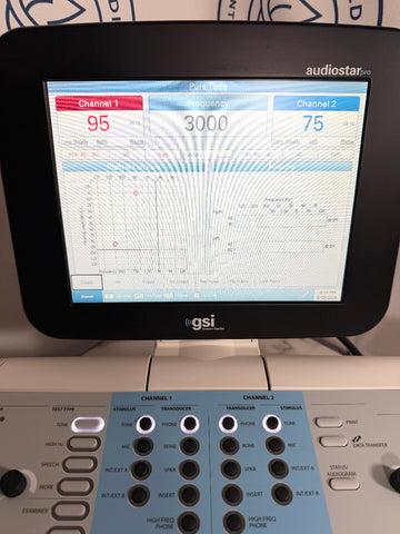GSI AudioStar Pro Clinical Audiometer  control panel with digital display and various buttons