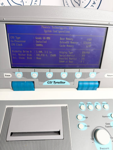 GSI TympStar electronic device with a digital display and control panel.