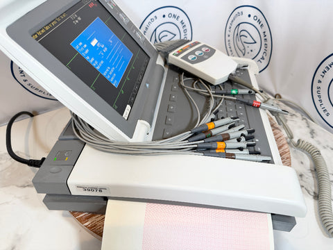 Picture of GE Mac 5500 HD ECG / EKG Machine side view with paper printing slot