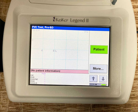 Picture of the screen for KoKo Legend II Spirometer