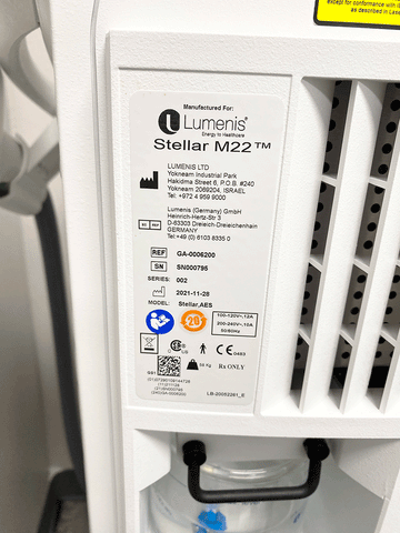 Picture of the lable behind a 2021 Lumenis Stellar M22 IPL Laser Machine