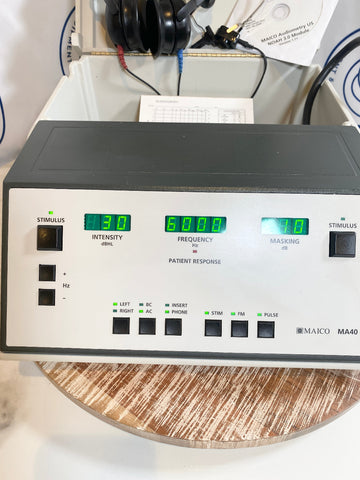 MAICO MA40 Portable Audiometer device with digital display and control buttons 