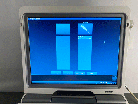 Picture of the screen for the Mindray DP-50 Digital Ultrasound System with 75L38EA Linear Transducer 