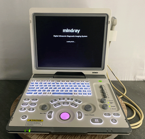 Front picture of the Mindray DP-50 Digital Ultrasound System with 75L38EA Linear Transducer 