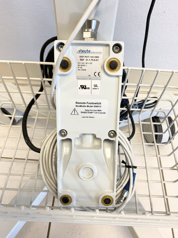 Picture of the label on a medical foot pedal 