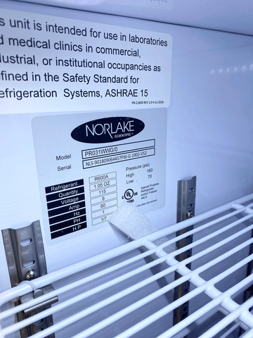 Norlake Scientific Refrigerator Glass Door Medical Grade Refrigerator PR031WWG/0