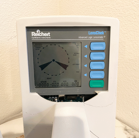 Picture of the screen for Reichert Lenscheck Advanced Logic Lensometer Model 12621 Rev: C Autolensometer