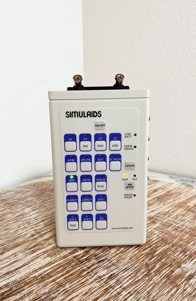 Front picture of the Simulaids Interactive ECG Arrhythmia Simulator Box