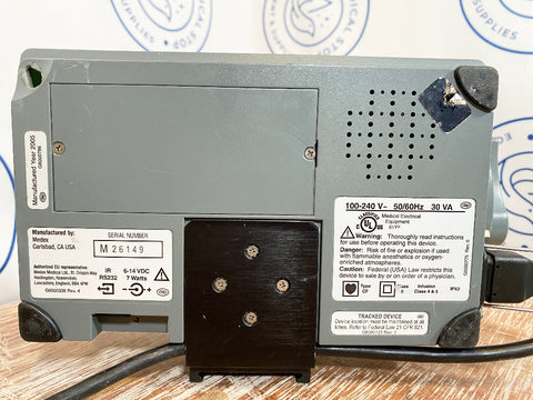 View of Smiths Medical Medfusion 3500 Syringe Pump manufacture and serial number