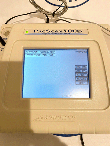 Picture of the screen for Sonomed Pacscan 300P Pachymeter Digital Blometric Ruler