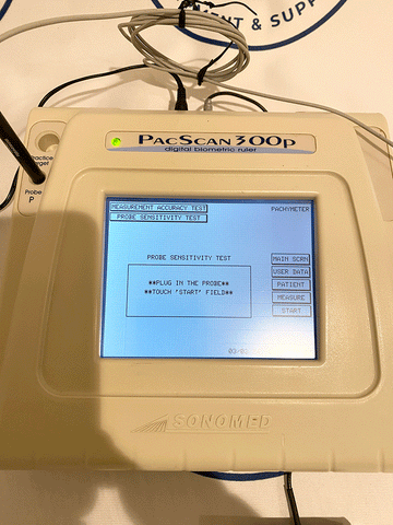 Picture of the screen for Sonomed Pacscan 300P Pachymeter Digital Blometric Ruler