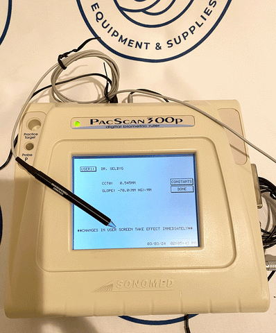 Picture of the screen for Sonomed Pacscan 300P Pachymeter Digital Blometric Ruler