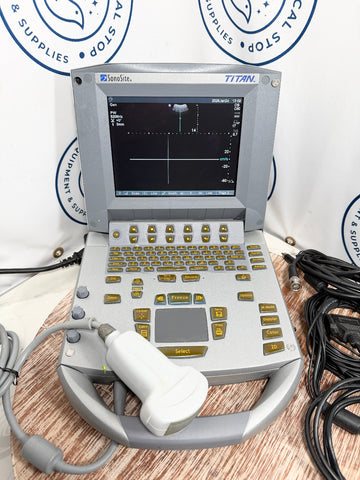 Sonosite Titan Ultrasound machine with branding on a wooden surface