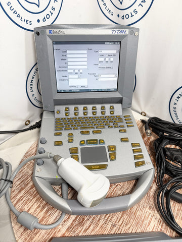 Sonosite Titan Ultrasound machine on a wooden surface