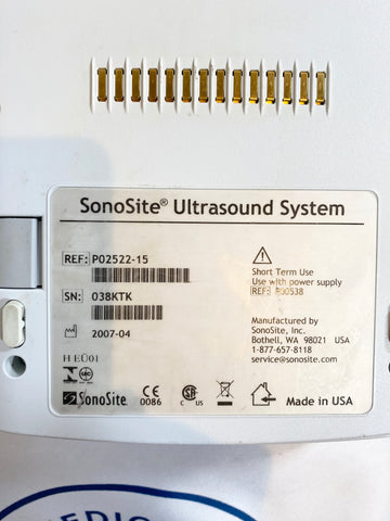 Picture of the label for Sonosite Vet 180 Plus Ultrasound System