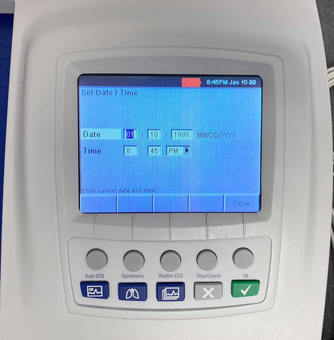 Picture of the screen for Welch Allyn CP200 Interpretive ECG with Spirometry EKG