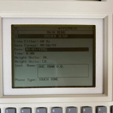 Picture of the screen for Burdick Eclipse 800 EKG Machine that shows the power is on