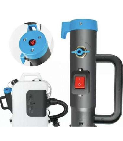 Picture of the hose and on and off switch for Electric Backpack Disinfectant ULV Cold Fogger Machine Sanitizer Sprayer 