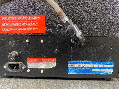 Picture of the back label for Fisher Scientific / Solid State Ultrasonic Cleaner FS-28