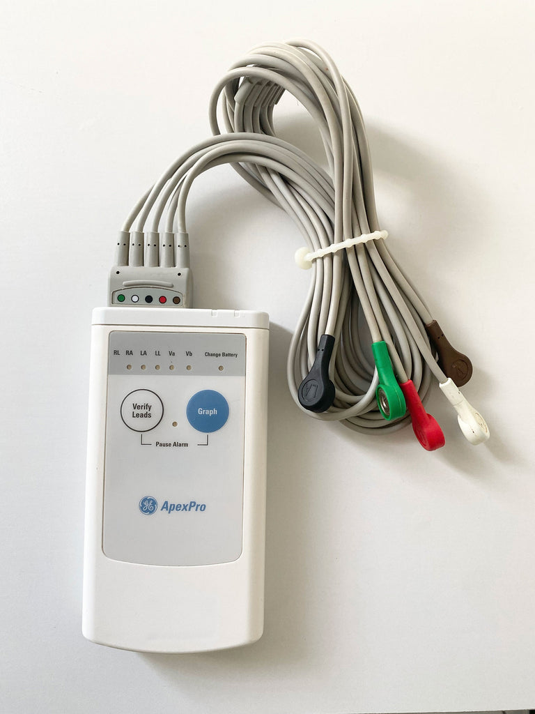 Picture of the GE ApexPro ECG Telemetry Transmitter With Leads