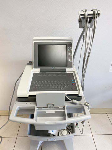 Front picture for GE Mac 5500HD EKG Machine with Rolling Cart