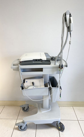 Side picture for GE Mac 5500HD EKG Machine with Rolling Cart