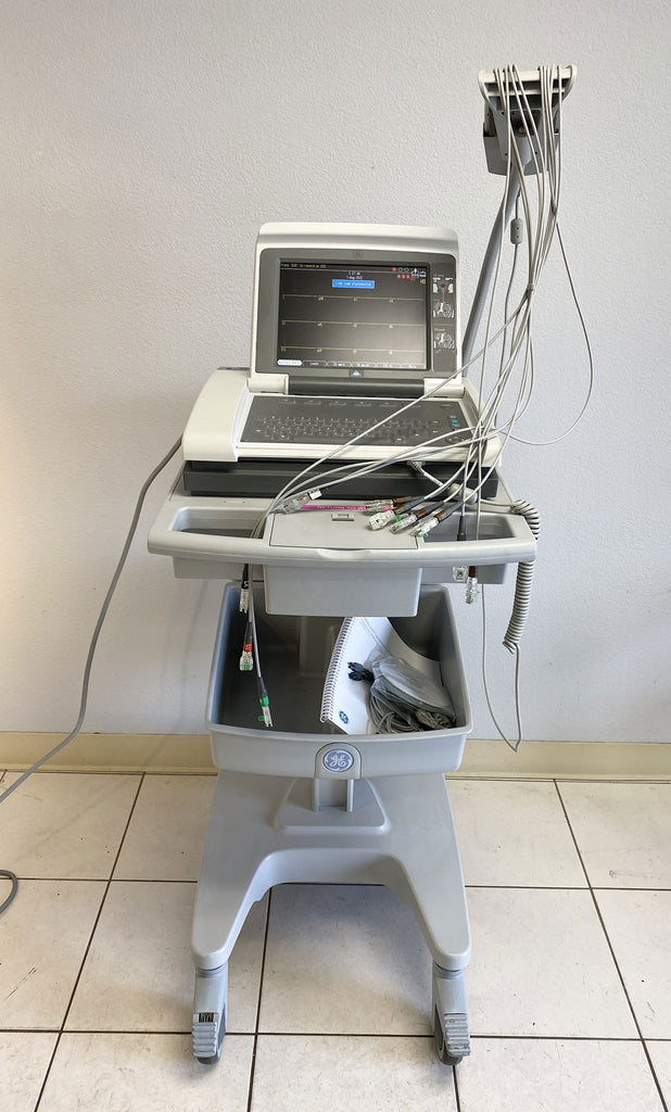 Front picture for GE Mac 5500HD EKG Machine with Rolling Cart