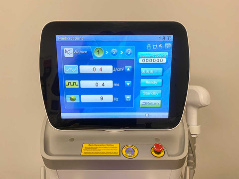 Picture of the screen for Medicreations MediDiode Professional Laser Hair Removal Machine