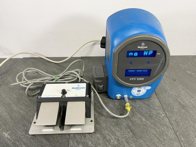 Front picture of the Medtronic XOMED XPS 3000 Irrigation Console with foot switch