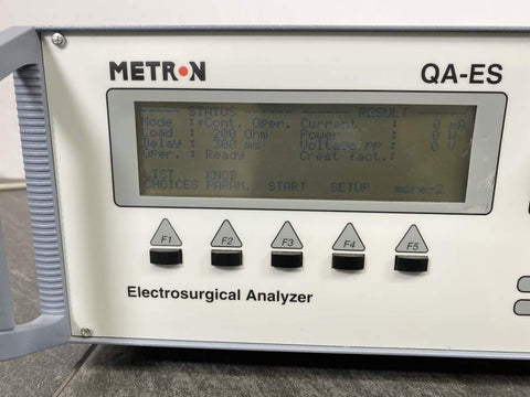 Picture of the screen for Metron QA-ES Electrosurgical Analyzer 