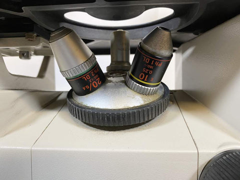 Picture of the 3 objectives for Nikon TMS Inverted Phase Contrast Microscope