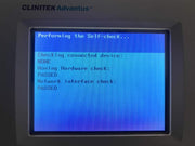 Picture of the screen for Siemens Diagnostics Clinitek Advantus Urine Chemistry Analyzer that shows it passes self check