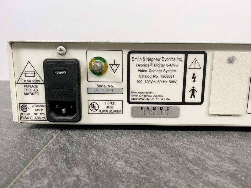 Picture of the label behind a Smith & Nephew Dyonics Digital Video 3 Chip Camera System Endoscopy