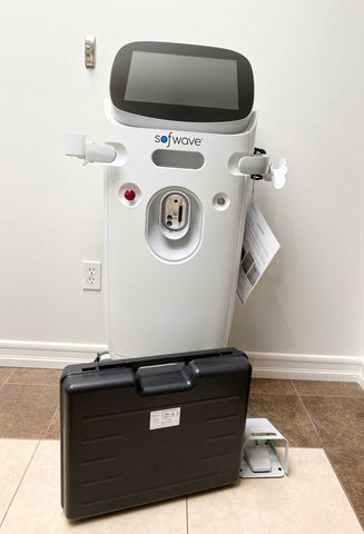 Front picture of the 2022 Sofwave Skin Tightening Machine  with a handpiece inside the case