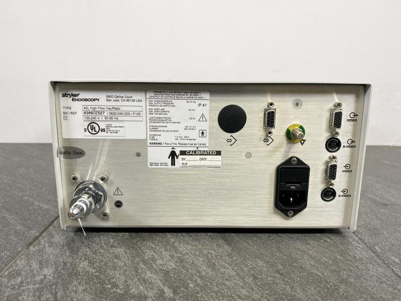 Back picture of the Stryker Medical 40L HighFlow Insufflator