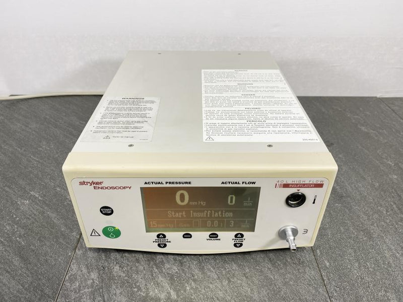 Top surface picture of the Stryker Medical 40L HighFlow Insufflator
