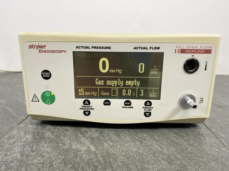 Front picture of the screen for Stryker Medical 40L HighFlow Insufflator