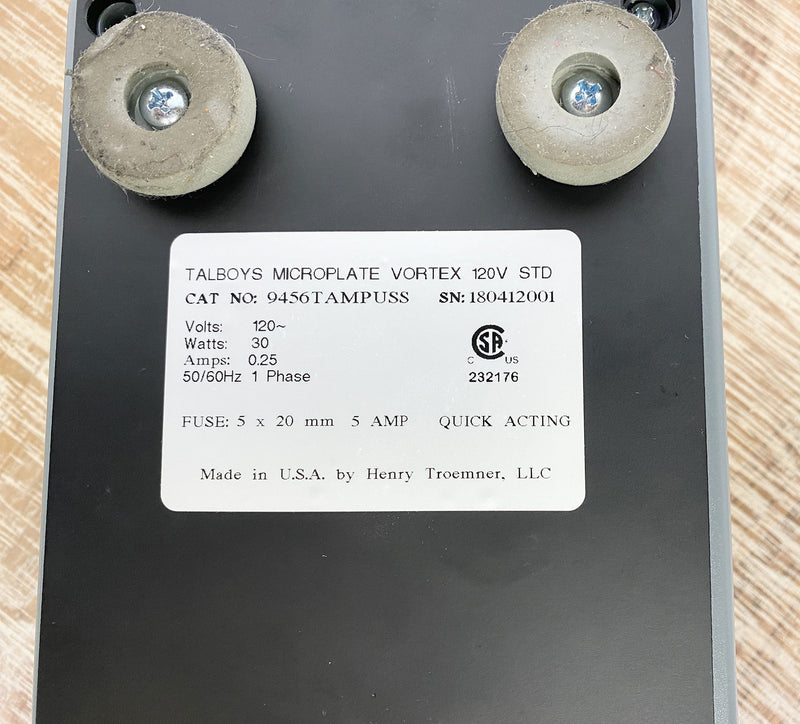 Picture of the label for Talboys Standard Vortex Mixer