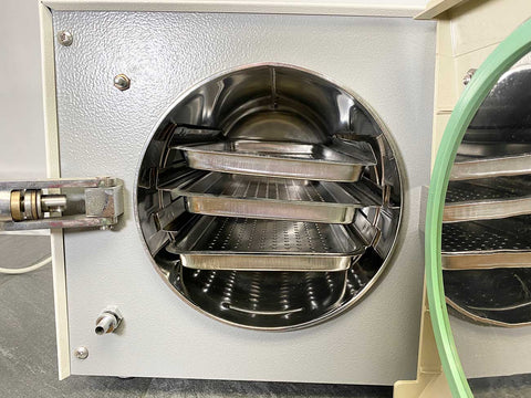 Picture of the 3 trays inside a Tuttnauer 2340M Autoclave Sterilizer 