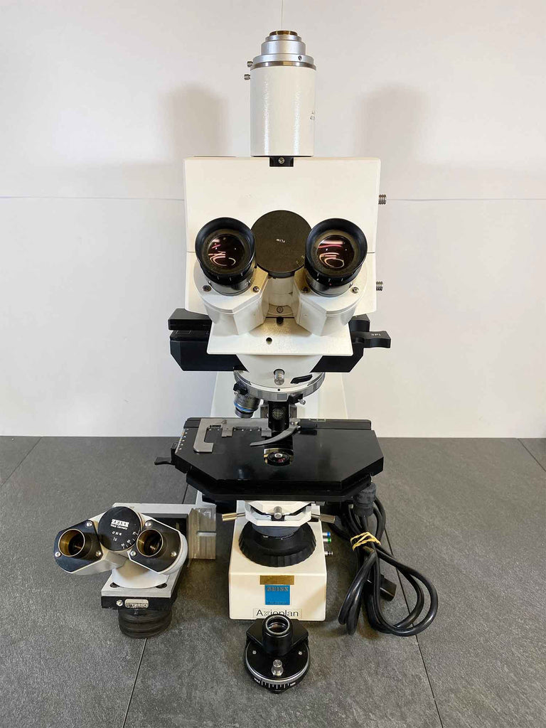 Zeiss Axioplan Fluorescent Microscope w/ extra 47 30 16 1x Head Piece